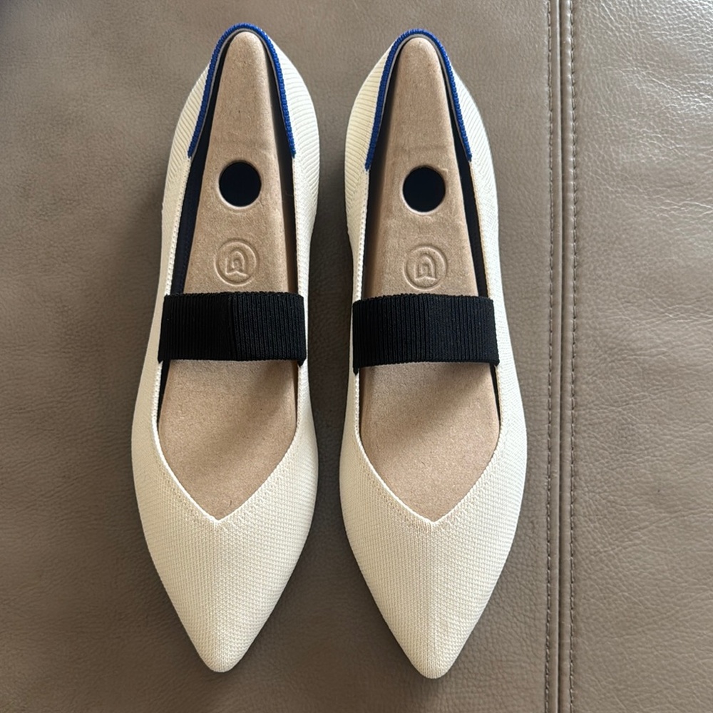 Rothy's Cream and Black Flats